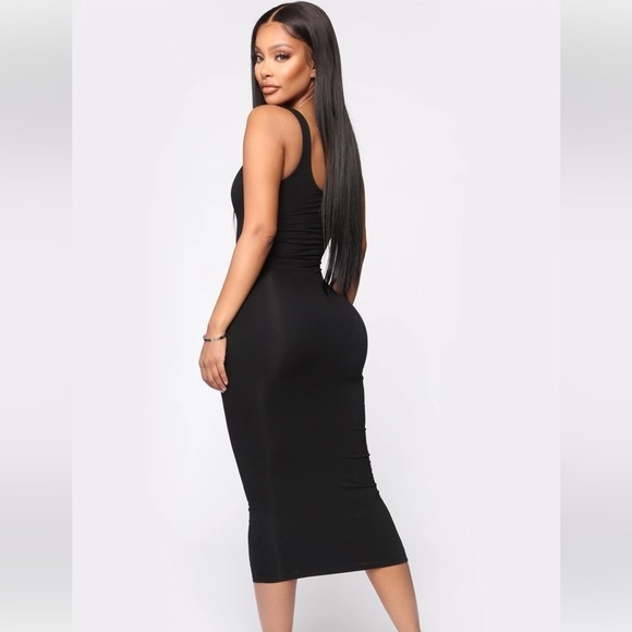 Fashion Nova Your Needs Met Midi Dress Sleeveless Black Size Large - Picture 9 of 9